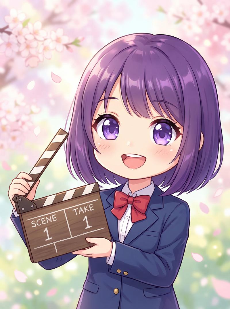 麻豆视频美少女写真-紫发少女动漫角色