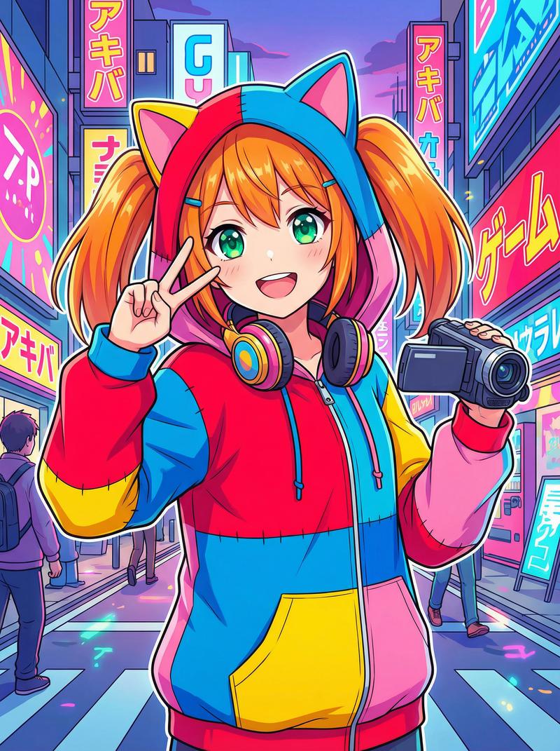 麻豆视频动漫社区-元气橙发少女Cosplay